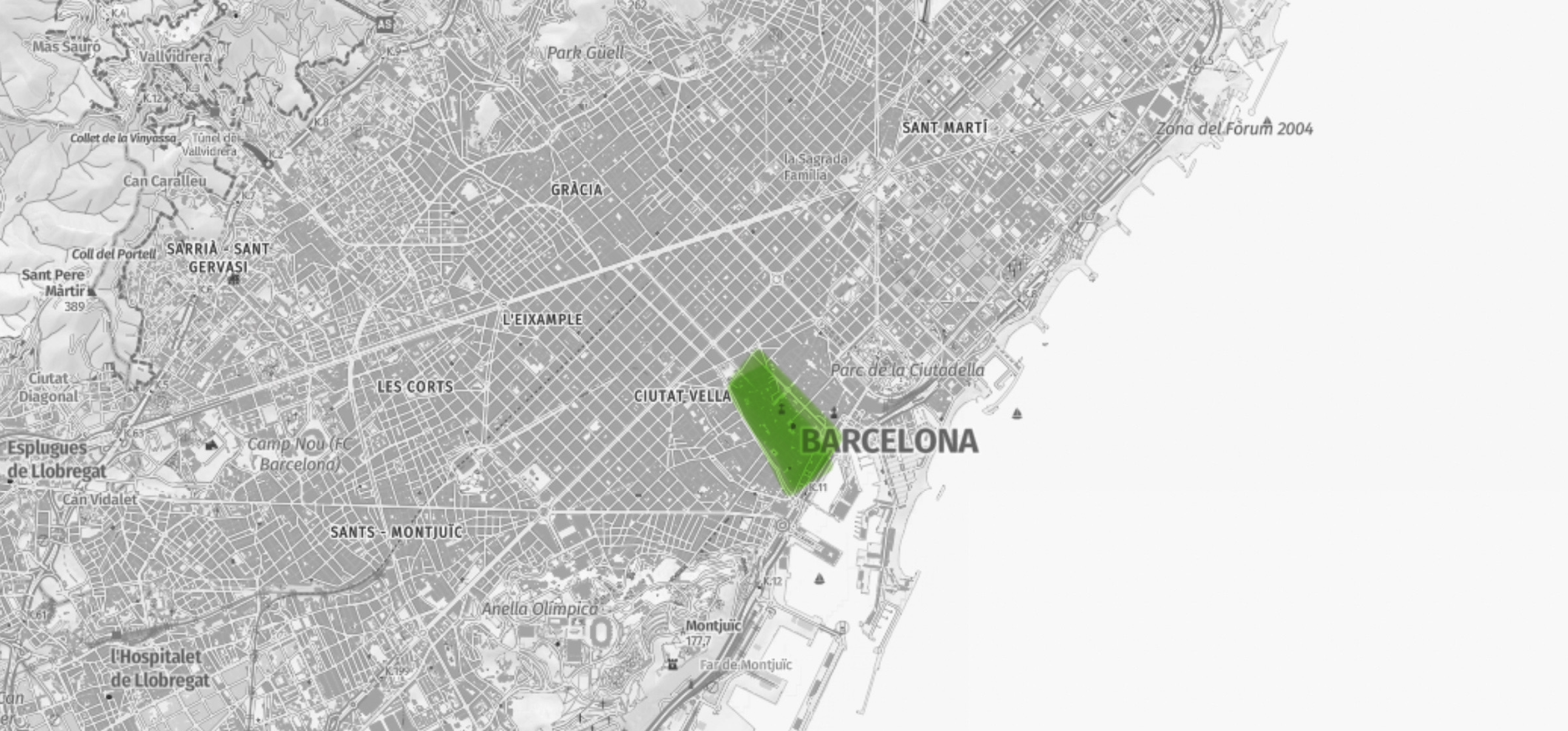 Mapa i carrer del Gòtic